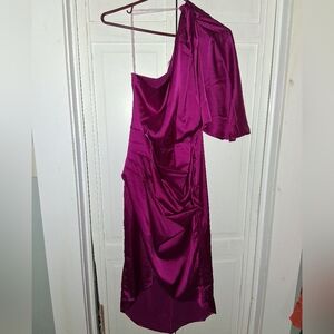 ANDREE BY UNIT One Shoulder Rich Purple Dress